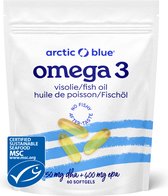 Arctic Blue - Omega 3 Visolie Capsules - 250 mg DHA + 400 mg EPA - 60 Doseringen - MSC Keurmerk