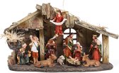 BRUBAKER Crèche de Noël - Crèche de 32 cm avec 11 figurines peintes à la main - Crèche de Noël en résine - Décoration de table de Noël - Sculpture de décoration de Noël
