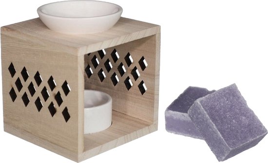 Ideas4seasons Coffret cadeau cubes d'ambre/cubes parfumés – parfum de lavande – avec brûleur de parfum