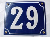 Emaille Huisnummerbordje - No. 29 - Blauw - 18x15 cm - Huisnummer 29