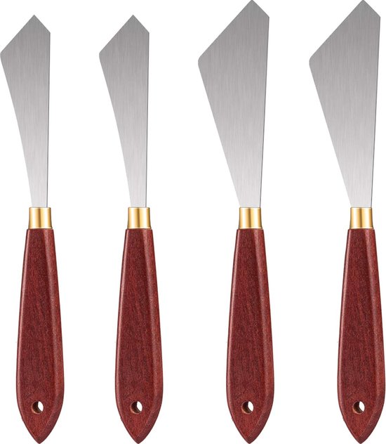 Lot de 5 outils de mélange de peinture en acier inoxydable avec manche en  bois, pour toile et peinture acrylique à l'huile, mélange de couleurs