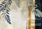 Fotobehang - Bladeren - Grote Bladeren - Geschilderded - Natuur - Vliesbehang- 104x70cm (lxb)