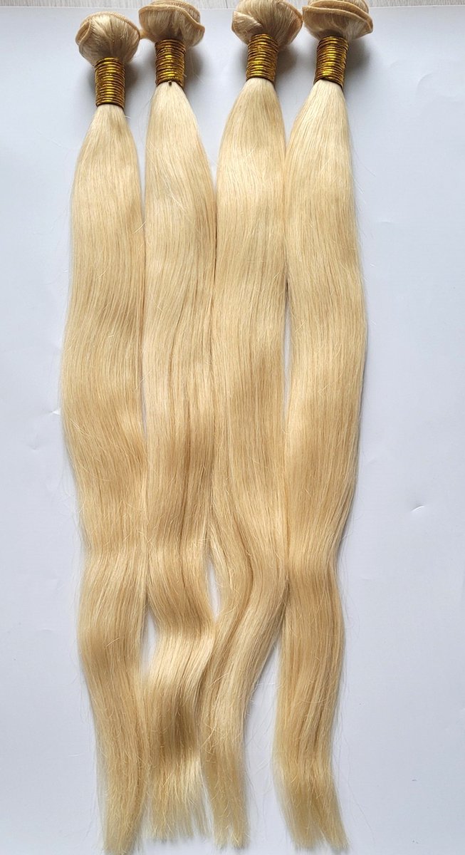 frazimashop - Braziliaanse Remy weave - 24 inch blond kleur 613 steil weave -real hair extensions -1 stuk bundel. bundel menselijke haren