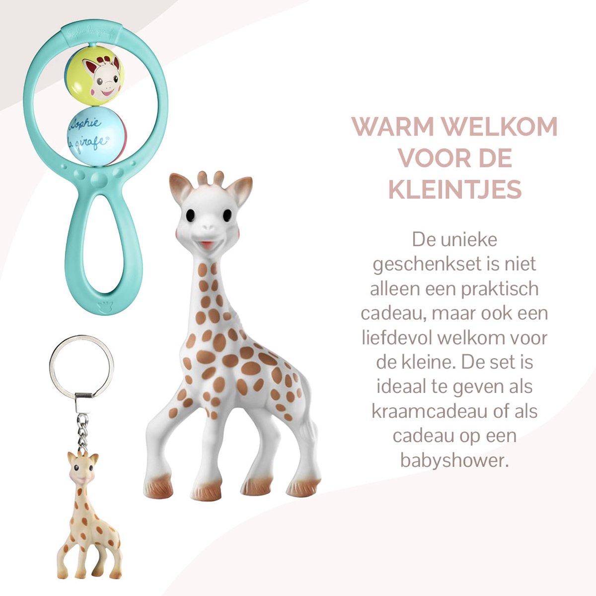 Sophie de giraf Cadeauset - Geboorte geschenkset - Kraamcadeau - Babyshower cadeau - Sophie de giraf poppetje, sleutelhanger & Rammelaar - Vanaf 3 maanden - 3-Delig – foto 4