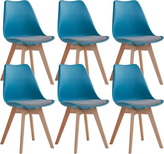 Set van 6 Stoelen - Eetkamerstoel - Eetkamerstoelen - 6 stuks - 6 stoelen - Blauw