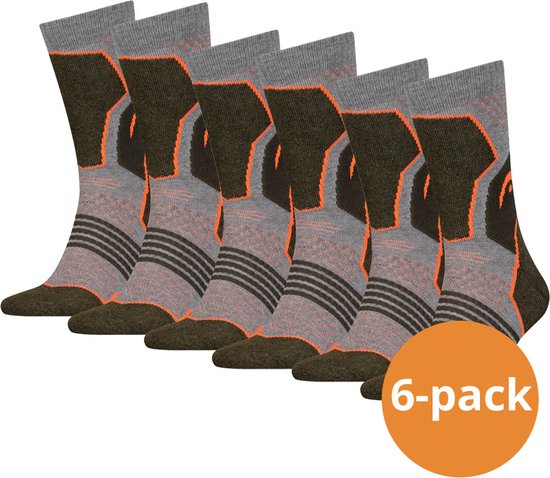 HEAD Chaussettes de marche - Hiking Crew socks - Chaussettes de randonnée hautes 6 paires Unisexe - Fores - Taille 35/38