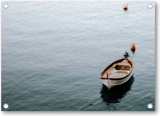 Stilte in Riomaggiore - Eenzaamheid op Zee - Vissersboot - Tuinposter 70x50cm