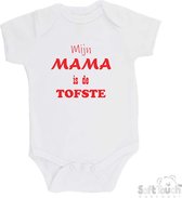 100% katoenen Romper "Mijn Mama is de TOFSTE" Moeder Moederdag Unisex Katoen Wit/rood Maat 62/68