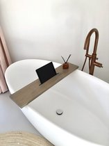 WoodBrothers Planche de bain en chêne droit couleur argile 85 x 20 cm - 25 mm