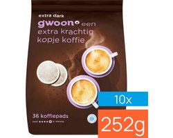 G'woon Koffiepads Extra Dark strong Roast - 10x 36st