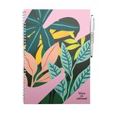 MOYU - Love Garden Notebook - Uitwisbaar Notitieboek A4 Premium - Multifunctionele pagina’s - Inclusief uitwisbare pen, houder en wisdoekje