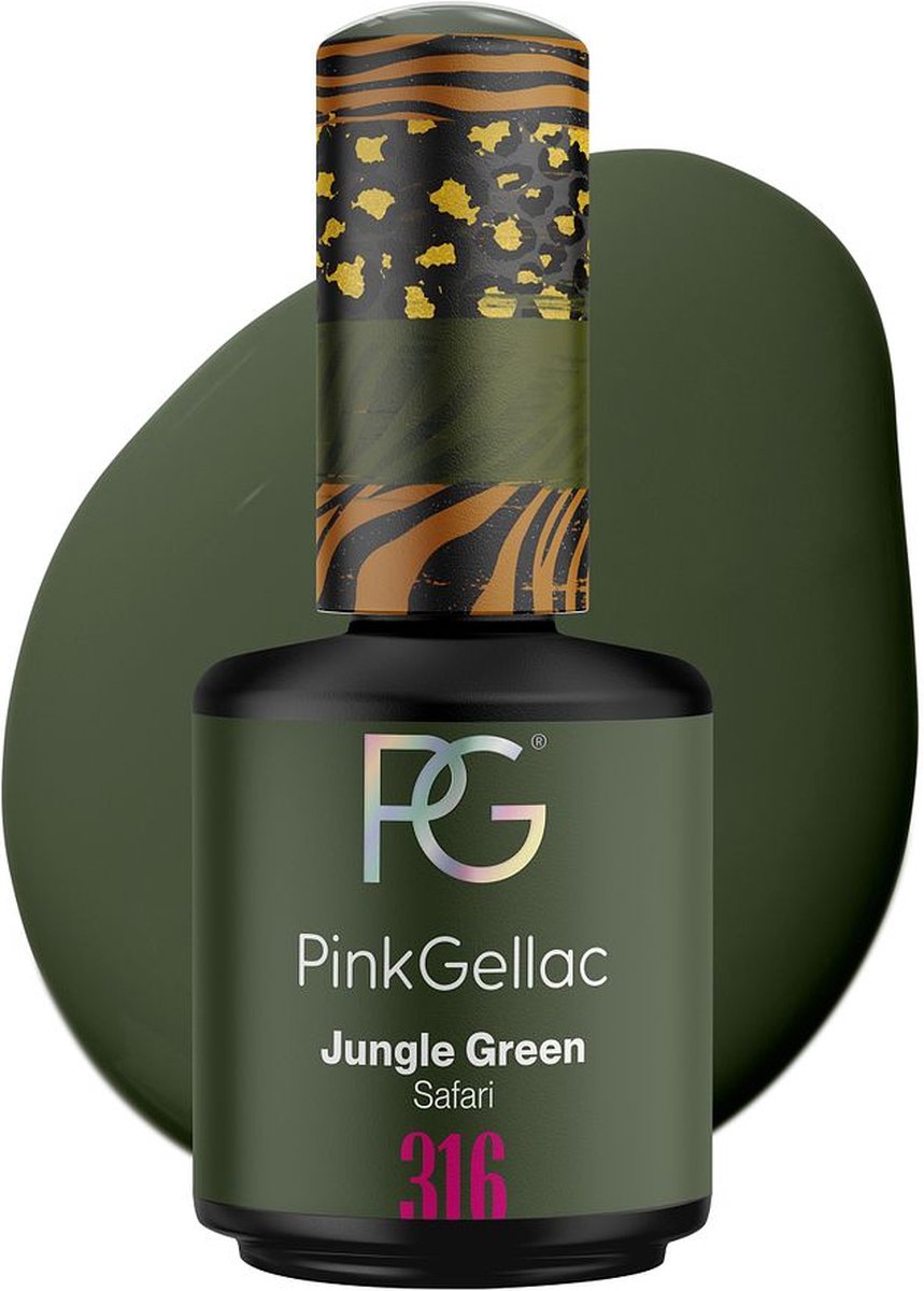 Pink Gellac Gellak Groen 15ml - Groene Gel Nagellak - Gelnagels Producten - Gel Nails - 316 Jungle Green