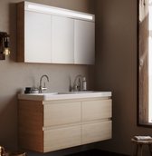 Serie Emilia - Meuble de salle de bain / Meuble sous-vasque / Meuble vasque - 120 cm - Chêne clair - MDF - Moderne
