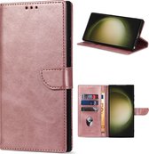 Geschikt Voor Samsung Galaxy S22 Ultra Hoesje - Solidenz Bookcase S22 Ultra - Telefoonhoesje S22 Ultra - S22 Ultra Case Met Pasjeshouder - Cover Hoes - Rosegoud