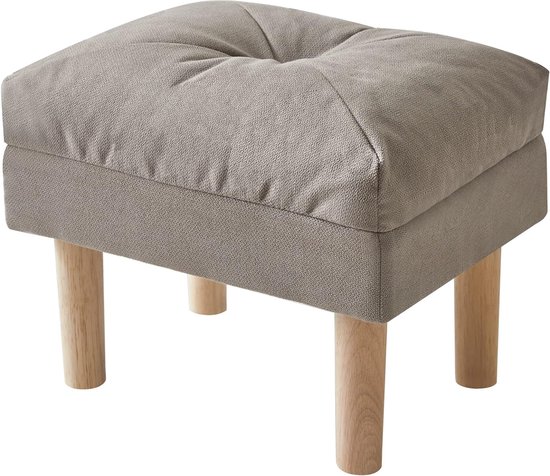 Tabouret assis, repose-pieds avec coussin d'assise moelleux, 4 pieds en bois épais de style scandinave, pour chambre à coucher, salon, chambre d'enfant, 40 x 29 x 32 cm, gris