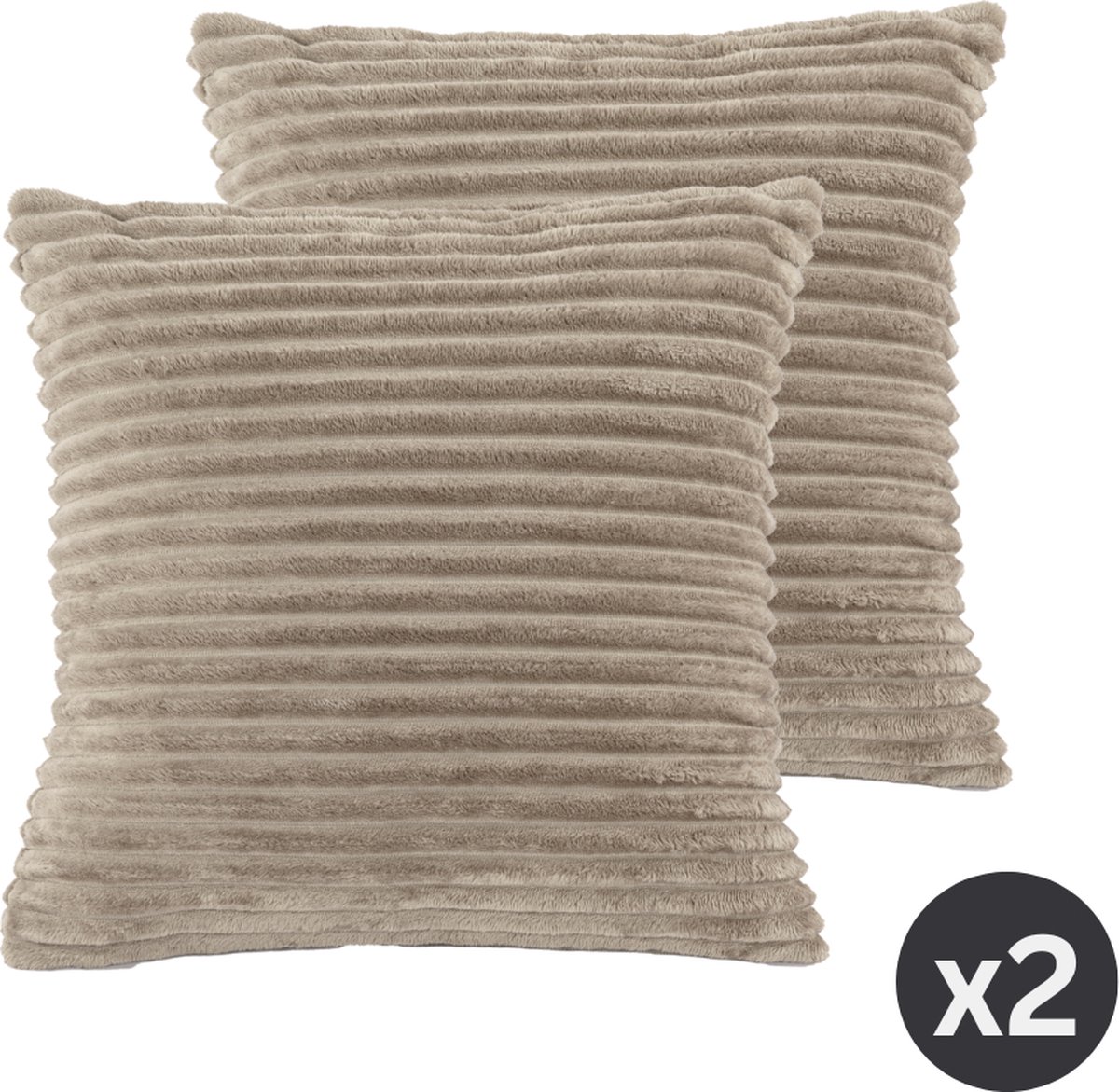 TISECO HOME STUDIO - Kussen (gevuld) RIBBLE - SET/2 - microflannel - 45x45 cm - taupe