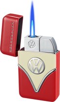 Briquet en métal Volkswagen rouge - Flame Blue - sous licence officielle - dans une boîte cadeau - rechargeable