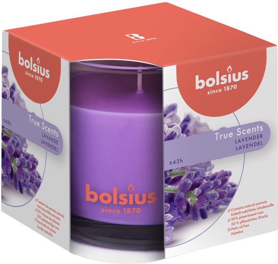 Bougie Parfumée Bolsius True Scents Lavande 9.7 Cm Glas/ Cire Violet