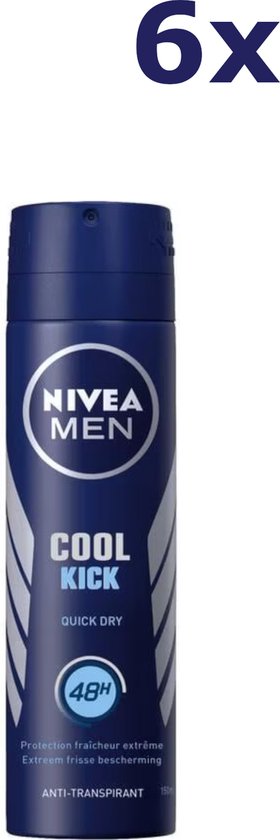 NIVEA MEN Cool Kick - 6 x 150 ml - Voordeelverpakking - Deodorant Spray |  bol