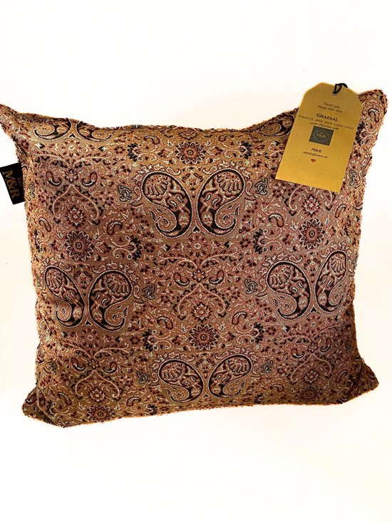 M&R design sierkussen hoes woonkamer 40x40 dubbelzijdig Perzisch zijde handgeweven Ghazaal