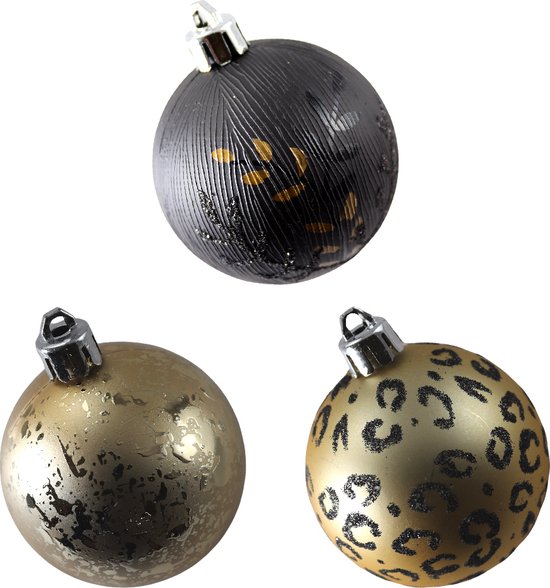 Kerstballen 36 Delige Set Kerstversiering Goud Zwart