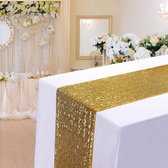 Tafelloper glitter ronde pailletten stof voor bruiloft verjaardagsfeestje babyborrels tafelkleed decoratie 30 x 279 cm goud