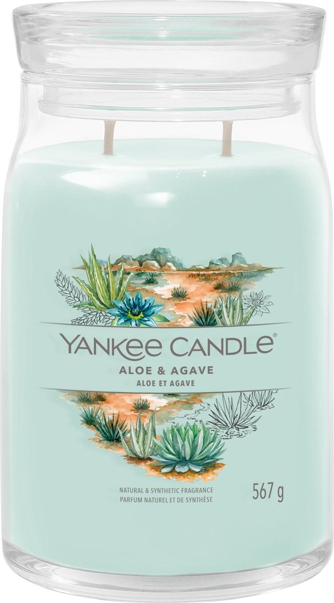 Yankee Candle Aloe & Agave Large Jar Geurkaars - 90 branduren - twee lonten Groen