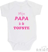 100% katoenen Romper "Mijn Papa is de TOFSTE" Vader Vaderdag Meisjes Katoen Wit/roze Maat 68/74