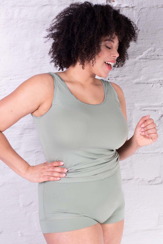 RJ Bodywear Pure Color dames top (1-pack) - hemdje met brede banden - olijf - Maat: L