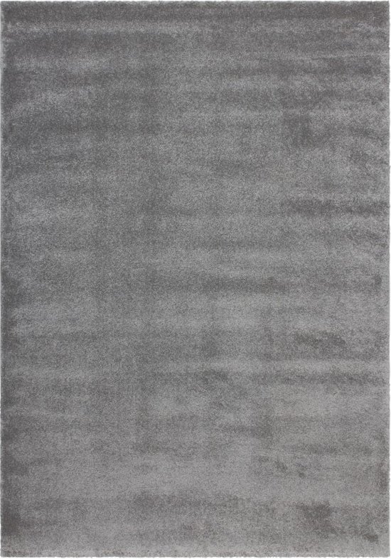 Tapis de Luxe uni en velours doux au toucher, poils Argent - 200 x 290 cm