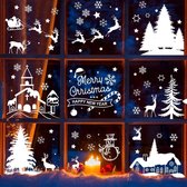 Kerst Raamstickers, 9 STUKS Raamstickers Kerstmis Herbruikbaar & Statische & Dubbelzijdig, Kerst Stickers voor Glas, Kerst Raam Sneeuwvlokken Stickers Raamdecoratie Kerstversiering