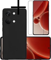 Hoes Geschikt voor OnePlus Nord 3 Hoesje Cover Siliconen Back Case Hoes Met Screenprotector - Zwart