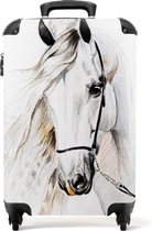NoBoringSuitcases.com® - Witte koffer - Trolley paard wit - 55x35x25