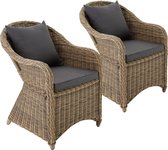 tectake® aluminium wicker tuinstoel set van 2, tuinmeubelset met 2 fauteuils, weerbestendig, poly rotan tuinstoel met zachte zitbekleding, afneembare en wasbare hoes - natuur/beige - poly-rattan