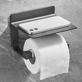Porte-papier Toilettes No perçage, support de papier Toilettes avec étagère, support de papier Toilettes décoratif pour salle de bain, support de papier Toilettes No perçage, montage mural, aluminium gris