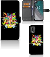 Wallet Book Case Geschikt voor Nokia C32 Smartphone Hoesje Cat Color Leuke Verjaardagscadeaus