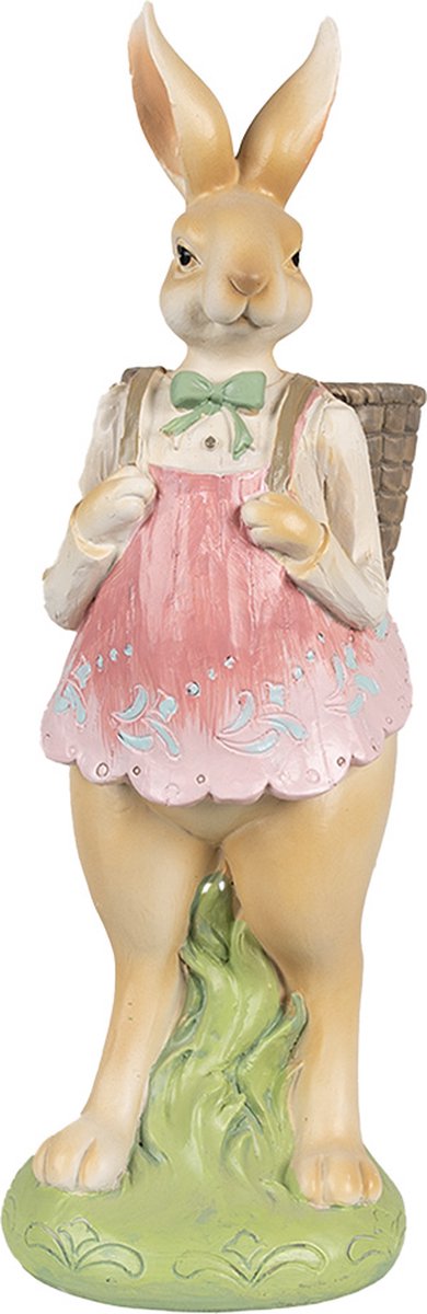 Beeld Konijn 31 cm Bruin Roze Polyresin
