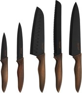 Ensemble de couteaux de cuisine professionnels de 5 pièces – Couteau de chef tranchant avec lames en acier inoxydable et poignées ergonomiques rétro pour un contrôle optimal.