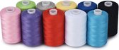 Naaigaren 40 Kleuren 1000 Yards Per Spoel 40S/2 Polyester 15 Kleur Sets Opties voor Naaimachine, Borduurmachine, Hand Naaien (10 Gemeenschappelijke Kleuren)