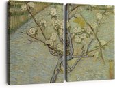 Artaza Canvas Schilderij Tweeluik Perenboompje in Bloei - Vincent van Gogh - 180x120 - Groot - Foto Op Canvas - Canvas Print