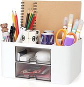 Bureau-organizer, tafelorganizer, bureau-organizer, met 4 vakken en 2 kleine laden, geschikt voor kleine voorwerpen zoals schrijfwaren en afstandsbediening