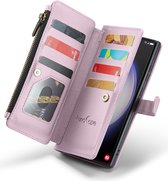Hoesje geschikt voor Samsung Galaxy S23 Ultra - ZipCase Book Cover Case Leer Royaal Rose
