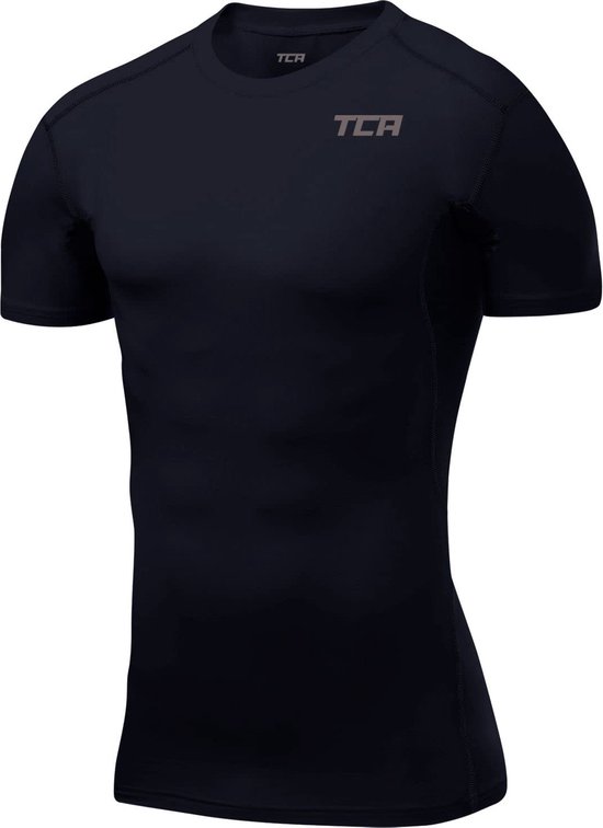 TCA Mannen HyperFusion Compressie Basislaag Top Korte Mouw Ondershirt - Donkerblauw, XXL