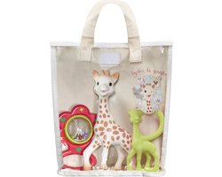 Sophie de giraf Cadeauset in Katoenen cadeautas - Sophie de giraf, Rammelaar & Bijtring - Kraamcadeau - Babyshower cadeau - 4-Delig