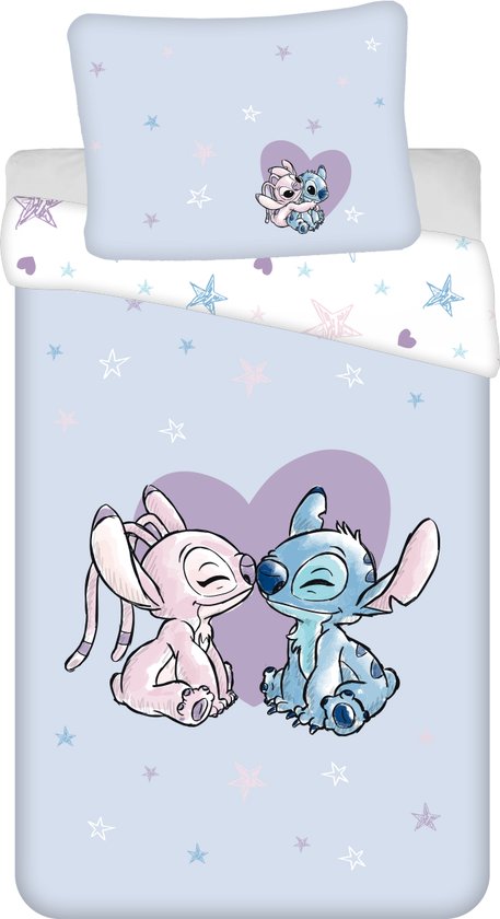 Foto: Disney lilo stitch dekbedovertrek hart eenpersoons 140 x 200 cm katoen