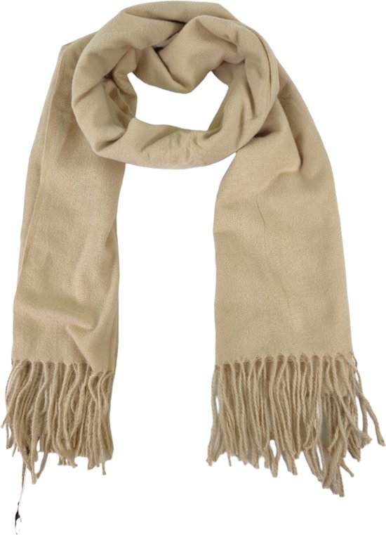 Qischa® - Echarpe d'hiver épaisse unicolore - Sensation cachemire - beige