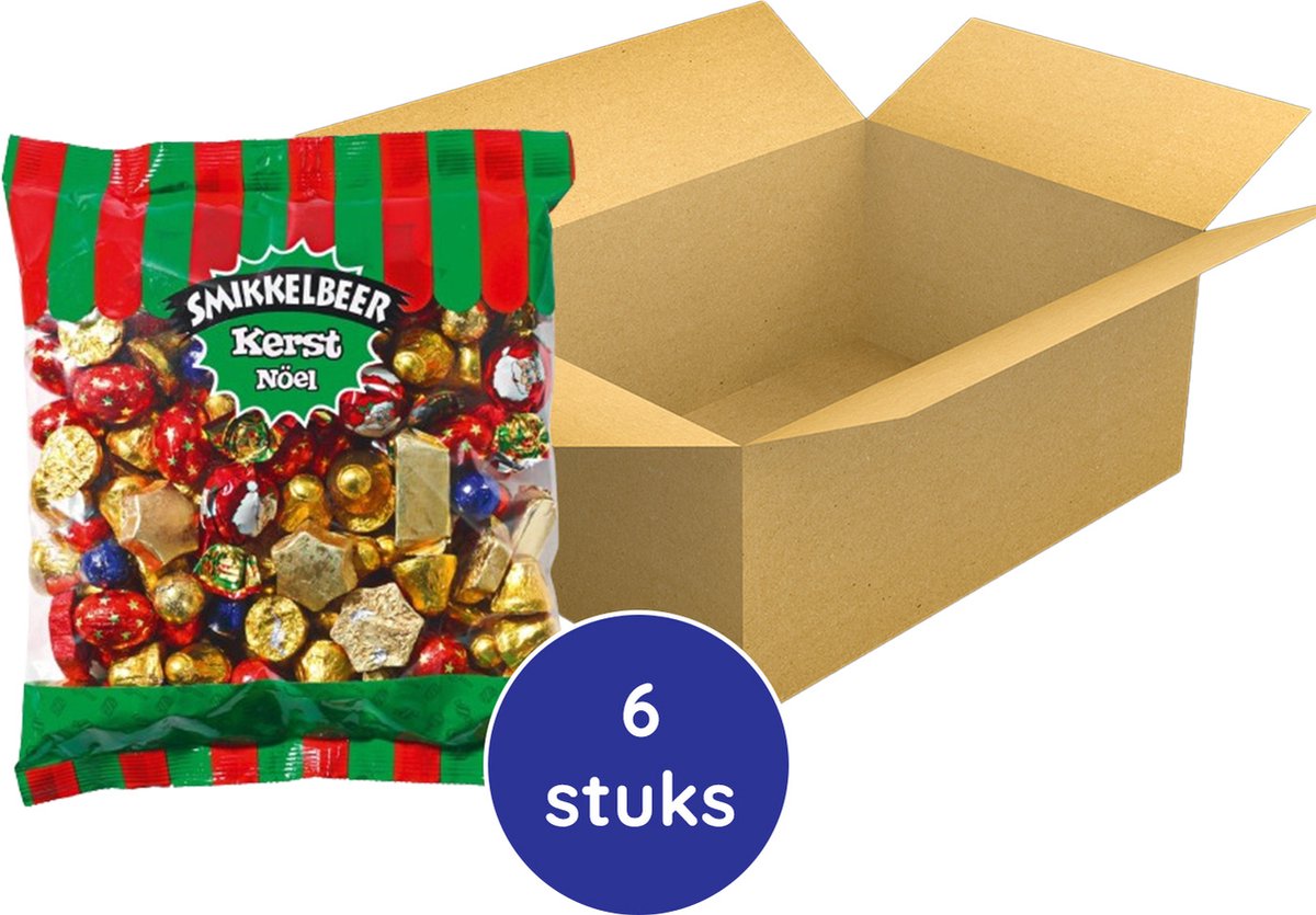Smikkelbeer - Chocolade Cadeau Kerst Chocolaatjes Mix - 6x1 Kilo - Zak XL - Chocolade - Omdoos - 1 Colli
