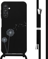 iMoshion Hoesje Geschikt voor Samsung Galaxy A25 Hoesje Met Koord - iMoshion Siliconen design hoesje met koord - Zwart / Dandelion Black
