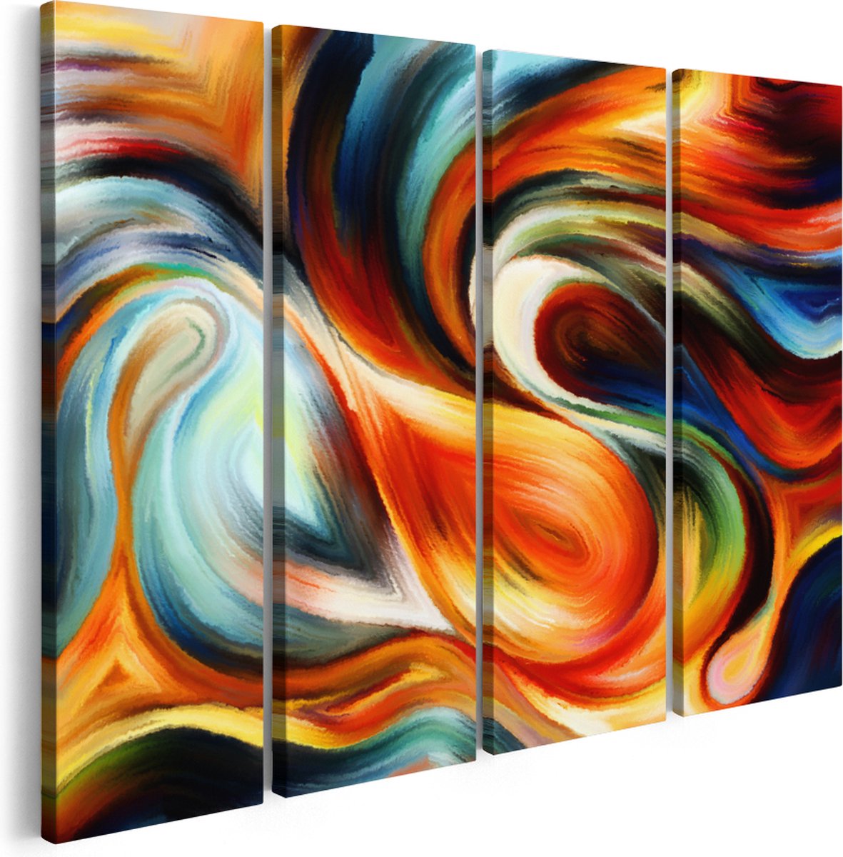 Artaza Canvas Schilderij Vierluik Abstracte Kunst van Kleurrijke Verf - 120x90 - Foto Op C