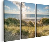 Artaza Peinture sur toile Triptyque Plage et mer depuis les dunes - 150 x 100 - Groot - Photo sur toile - Impression sur toile